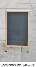 Blank Chalkboard Menu Sign On Sidewalk