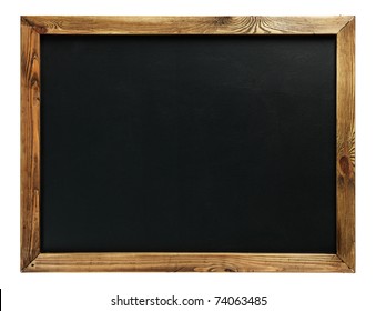 Blank Chalkboard In Wooden Frame Isolated On White