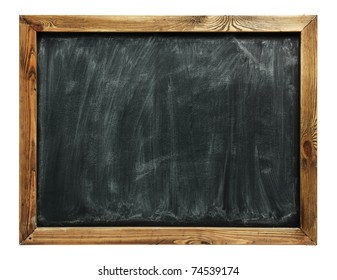 Blank Chalkboard In Wooden Frame Isolated On White