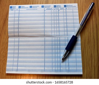 Blank Checkbook Register With Lines To Write Financial Transactions For Bank Account