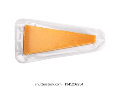 Blank cheese plastic package isolated on white background. Packaging template mockup collection. With clipping Path included.