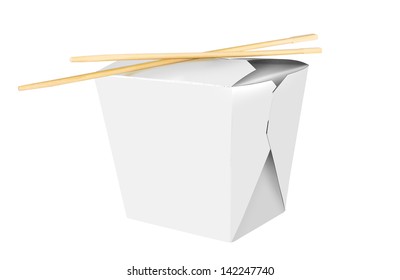 Blank Chinese Food Container Isolated On White Background