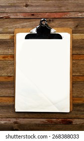 Blank Clip On Menu On Wooden Background