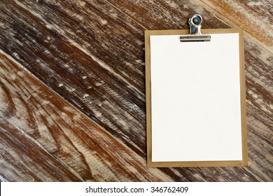 Blank Clip On Menu On Wooden Background 