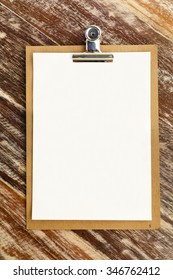 Blank Clip On Menu On Wooden Background 