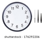 Blank clock face with hour, minute and second hands isolated on white background. Just set your own time 