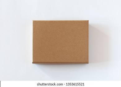 Blank Closed Carton Box Packaging Isolated On White Background. View Above.