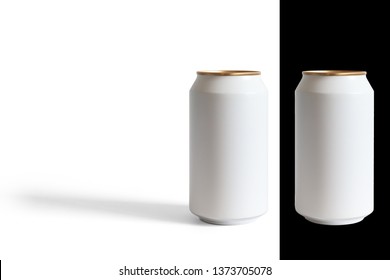 Blank Coke Can 330 Ml On Transparent And White Background, White Mockup Ready For Your Design