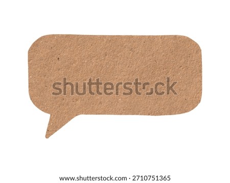 Blank comic style speech bubble cutout from grainy brown kraft paper material.