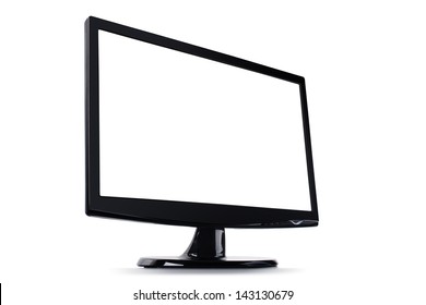 Blank Computer Monitor, Wide Screen Isolated On White Background