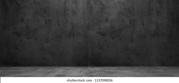 Blank Concrete Wide Dark Wall Texture Background