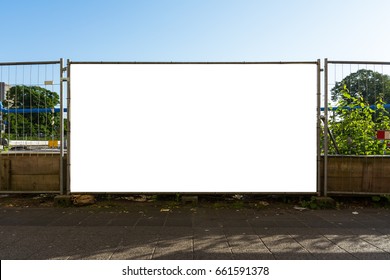 Blank Construction Gate Ad Blockade Fence Large White Isolated Template Working Industry - Shutterstock ID 661591378