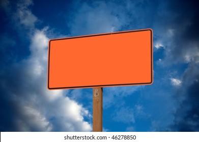 blank construction sign against cloudy sky ez canvas