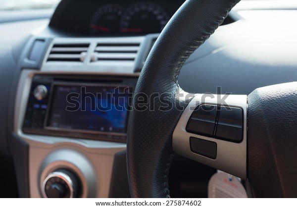 blank control button on car steering wheel used
for placed icon design