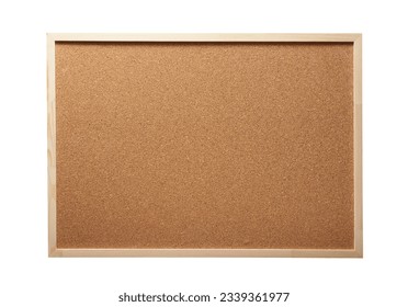 Blank cork board mock up on isolated white background for memo or notice board
