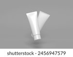 Blank cosmetic tube mockup 3d render on white background. Can be use for your design, advertising, promo and etc.