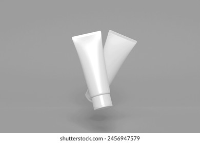 Blank cosmetic tube mockup 3d render on white background. Can be use for your design, advertising, promo and etc.