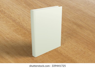 Blank Cover Of A Book On A Wooden Table, Mock Up