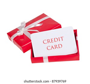 Blank For Credit Card In A Gift Box