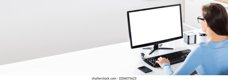 Blank Desktop Office Computer. Empty PC Screen