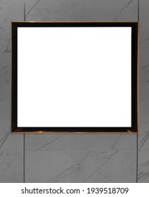 Blank Digital Screen On Marble Wall For Advertising And Information Banner