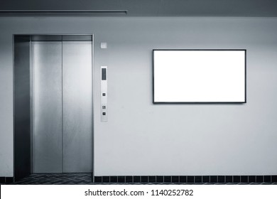 Blank Digital Screen On Wall Indoor Building Elevator Information Banner