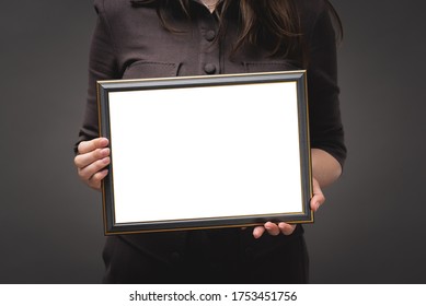 Blank diploma certificate mockup in female hands close up. - Shutterstock ID 1753451756