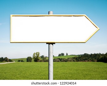 Blank Directional Sign With Space For Text
