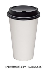 Blank Disposable Takeaway Medium Coffee Cup Side View Mockup Or Mock Up Template Isolated On White Background Including Clipping Path 
