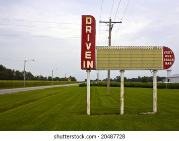 A Blank Drive-in Movie Theater Sign