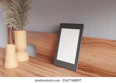 Blank e-book reader left angle view