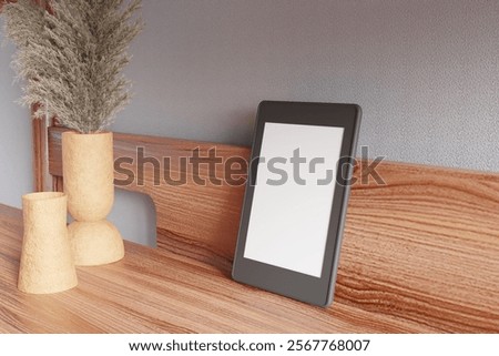 Blank e-book reader left angle view