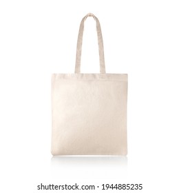 Blank Eco Friendly Beige Colour Fashion Canvas Tote Bag Isolated on White Background. Empty Reusable Bag for Groceries. Clear Shopping Bag. Design Template for Mock-up. Front View. Studio Photography. - Shutterstock ID 1944885235