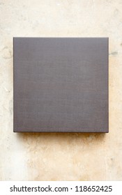 Blank Elegant Leather Plaque On Stone Wall