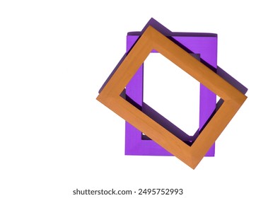 Blank empty frames on white paper background...