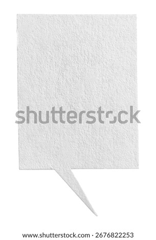 Blank empty paper speech bubble with texture and copy space for text on white background design element