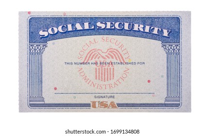 Blank and empty unfilled USA social security card isolated against a white background