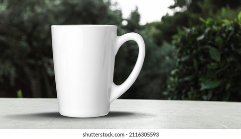 Blank Enamel Mug, Camping Cup Mockup In Wild Nature.