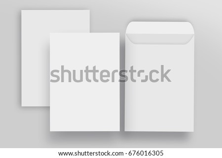 Blank envelope C4 mock up and Blank letterhead presentation template, isolated background