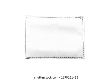 Blank Fabric Label On White Background,clipping Path,top View For Your Message.