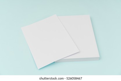 Blank Flyer Poster, Brochure Mockup,A4, US-Letter, On Blue Background