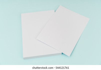 Blank Flyer Poster, Brochure Mockup,A4, US-Letter, On Blue Background