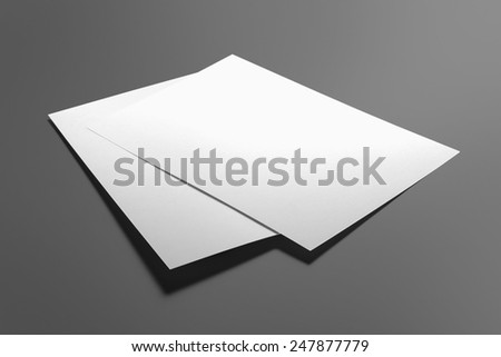 Blank flyer poster isolated on grey to replace your design