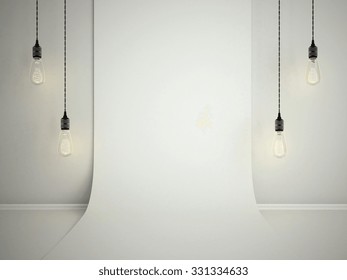 Blank folded white wall. Template mock up3d illustration for adding your design