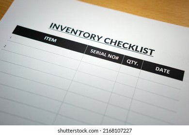 Blank Form Paper Inventory Checklist Using Stock Photo 2168107227 ...