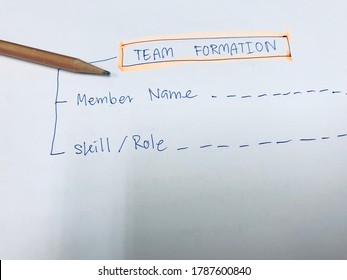 Blank Form Of Team Formation Include Member Name And Skill, Role For Improvement