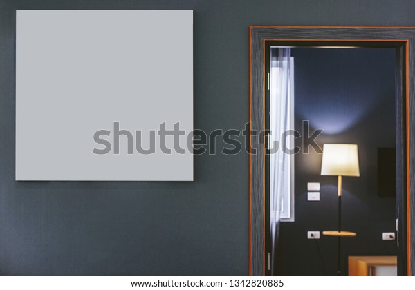 Blank Frame On Grey Wall Modern Royalty Free Stock Image