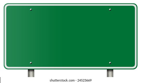 Blank Freeway Sign Isolated On White.