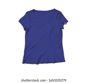 A Blank Front View Female Tshirt Mock Up In Royal Blue Color To Make Your Designs More Beautifully.