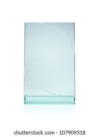 Blank Glass Plate Award With Copy Space Isolated On White Background